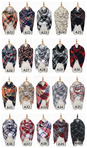 

plaid pashmina lattice blankets scarves square wraps girls shawl neck fringed scarf grid winter neckerchief 140*140cm 40styles ljja2871 glrl, White;black
