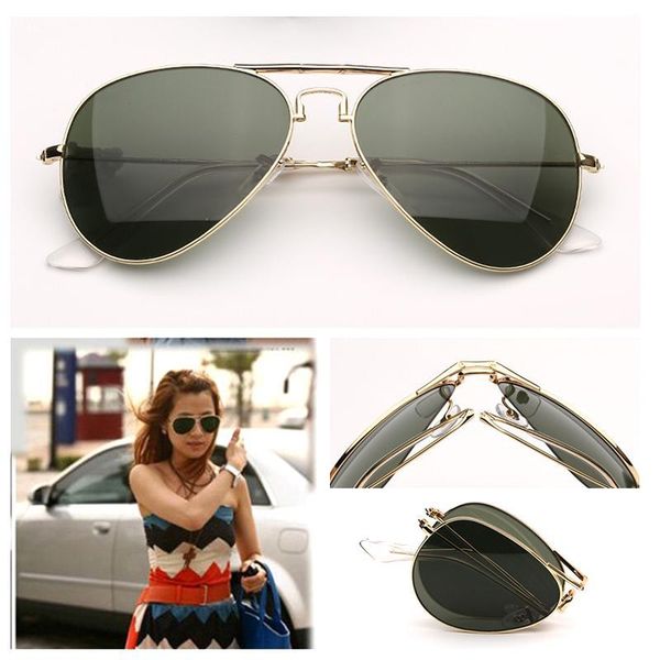 

mens designer sunglasses pilot folding sunglasses fashion women sun glasses brand oculos de sol eyeware glass lenses with leather case, White;black