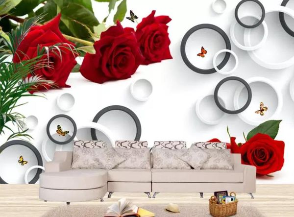 

современные обои для гостиной мода роза 3d кольцо тв фон стены