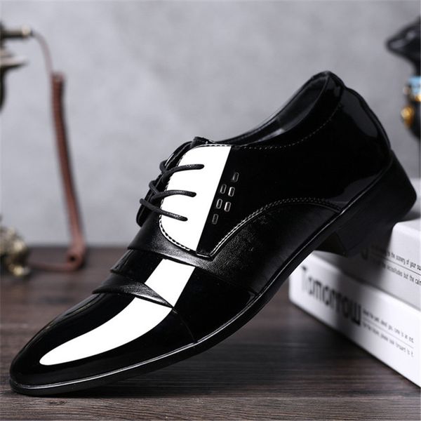 

new men dress shoes business shoes oxford patent leather men oxford leather zapatos de hombre vestir formal party wedding, Black