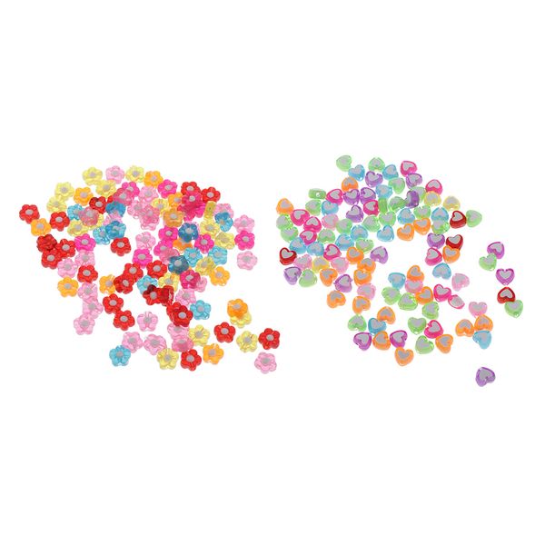 

200pcs acrylic flowers hearts loose beads spacer beads earrings craft diy