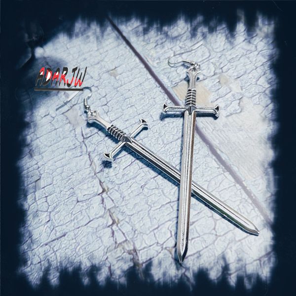

long sword earrings gothic fantasy medieval viking witchy touchÃ©-sword jewelry dramatic statement classical gift cosplay women, Silver
