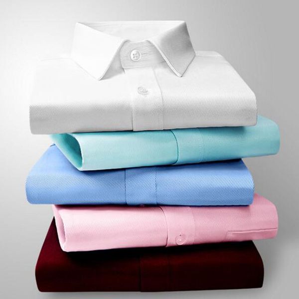 

men long sleeve single breasted dress formal business shirts camisa,turn-down collar solid candy color bamboo fiber shirts, White;black