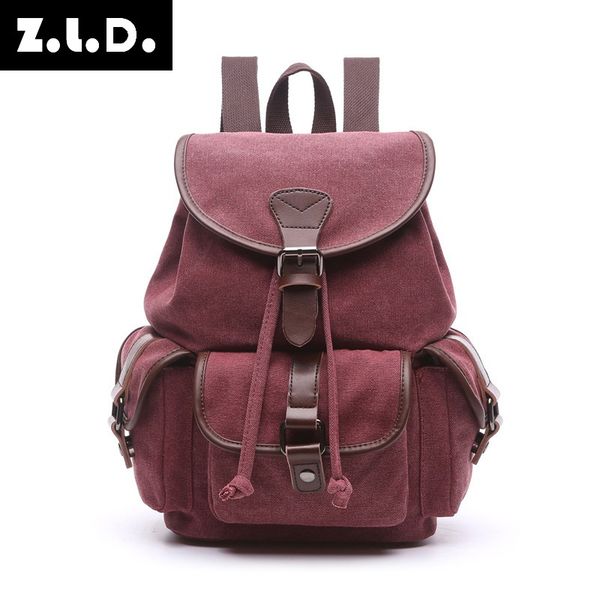 

canvas backpack korean fashion women's backpack student solid color multi pocket outdoor travel bag
