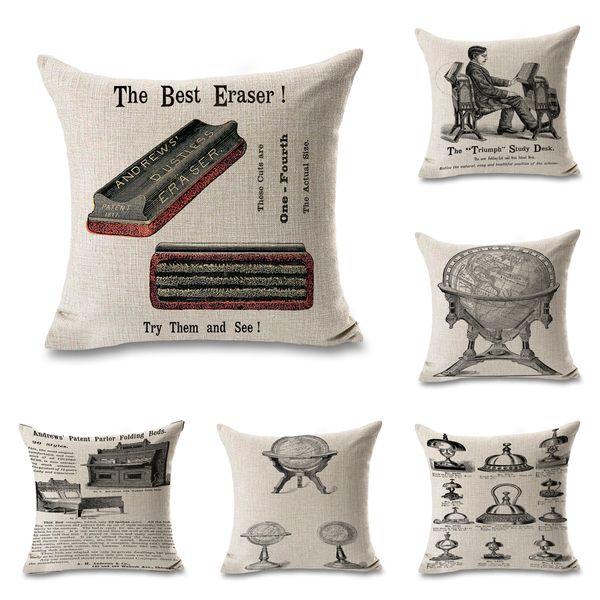 Vintage Stuff Ads Illstration Throw Massager Pillow Case