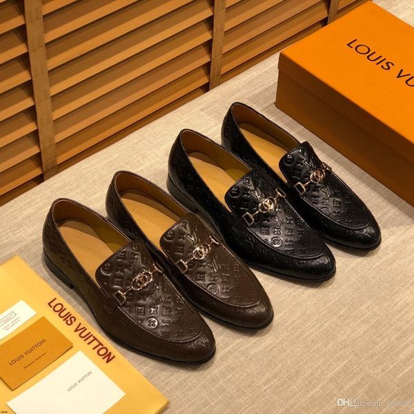 

19ss new design luxury men print lace up brogue shoes patent leather lace up male dress shoes party wedding formal footwear yecq1, Black