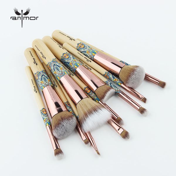 

2017 new makeup brushes 12pcs kit bamboo make up brush soft synthetic collection set