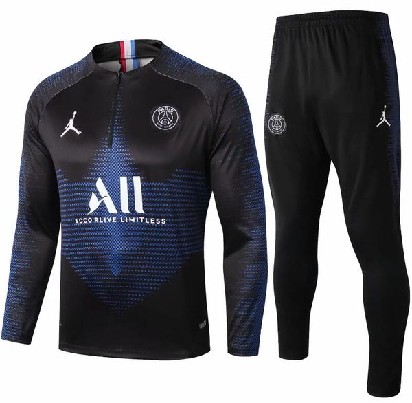 

psg soccer tracksuit set 2018 paris tracksuits 19/20 mbappe lucas home football jacket kit training suit ing, Blue;black