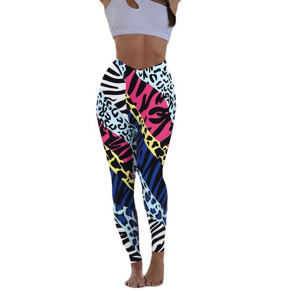 

winter 2019 fashion women's multicolor print hip tightness exercise soft elegant slim fit body running yoga pants, White;red