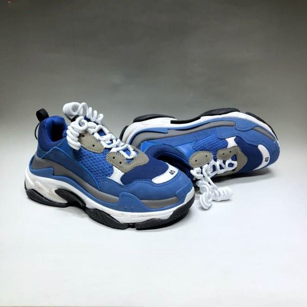 

luxury design shoes triple plate-fome red bottoms genuine leather fashion comfortable men/women shoes blue fast shipping, Black