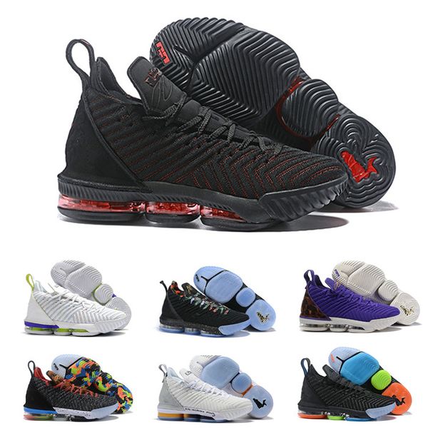 

2019 lebron 16 mens basketball shoes james 16 fashion sports sneakers comfortable trainers shoes size 7-12, Black