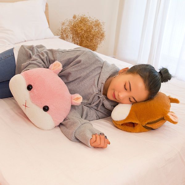 

3 in 1 soft backpack bag+hand warmers+pillow plush stuffed hamster mouse symbol toys gift for kids girl student winter christmas