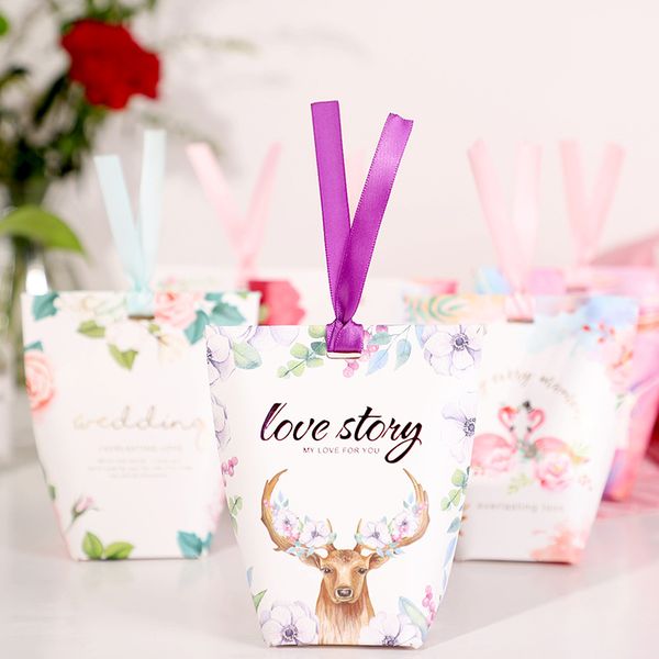 

20pcs candy box birthday baby shower gift boxes sugar paper boxes party supplies wedding favors candy bag with ribbon