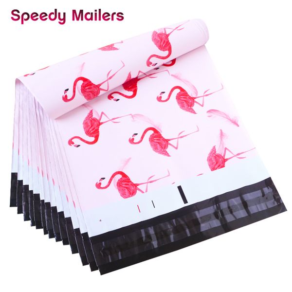 

speedy mailers 100pcs 260x330mm 10x13/inch printed pink flamingo pattern poly mailers self sealing plastic envelope bags