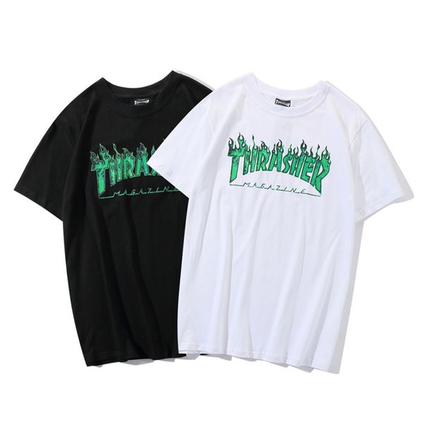 

thrasher мужской дизайнер с коротким рукавом мужчины женщины роскошные высокое качество короткие рукава трэшер мода мужской дизайнер скейтбо, White;black
