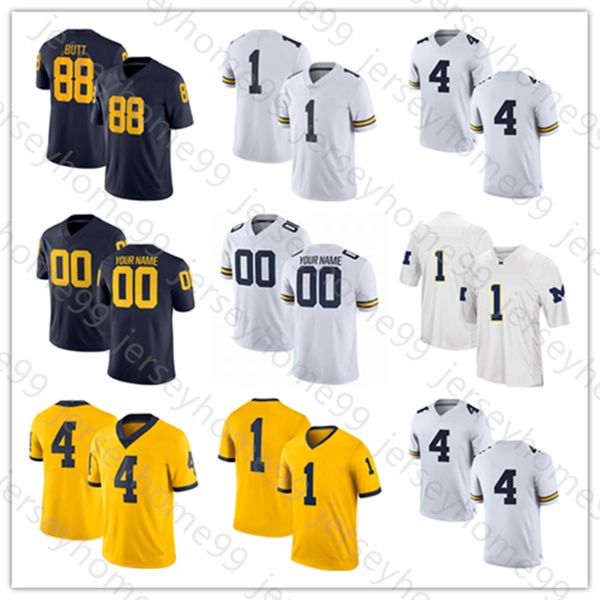 

Custom Michigan Wolverines College Football white navy yellow Stitched Any Name Number De'Veon Smith Devin Funchess 2019 Jerseys