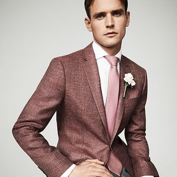 

cool groom wedding tuxedos slim fit one button man jacket blazer prom dinner 1 piece suit, Black;gray