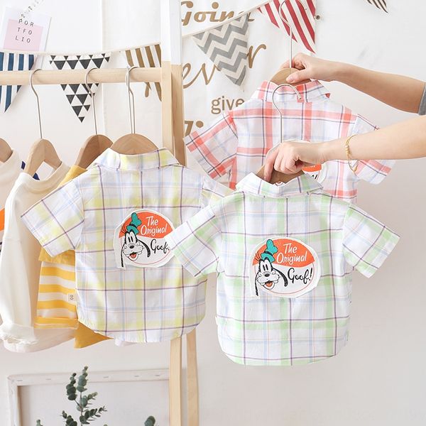 

handsome fashion 2020 clothing male children's cartoon children's clothing shirt back sticker puppy shirt short-sleeved top, White;black