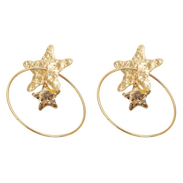 

silver gold color punk big circle hoop earring for women rock hop hop jewelry shellhard charm statement star earring bisuteria, Golden;silver