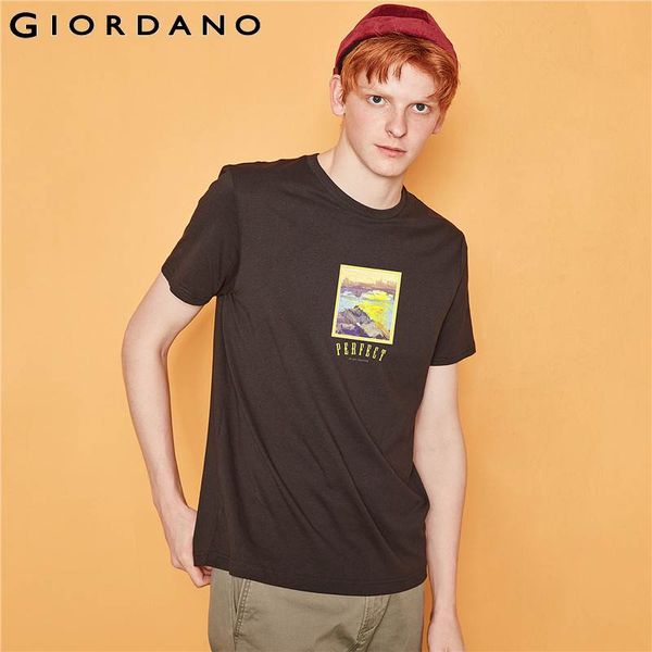 

giordano men t shirt women short sleeve casual fun patterns printing o neck couple tee shirt 100% cotton printed camiseta, White;black