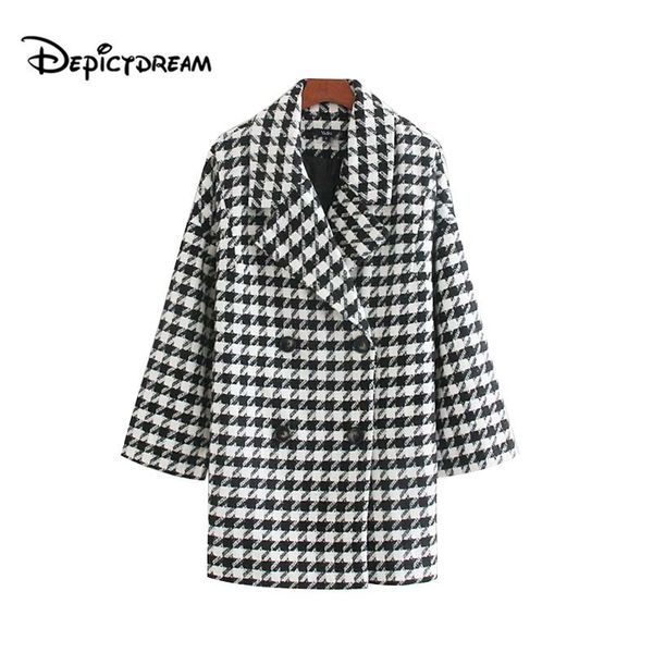 

женская стильный ломаное пальто карманы двубортная с длинным рукавом женской моды устаревать долго стиль шика вершину mujer 2020, Black;brown