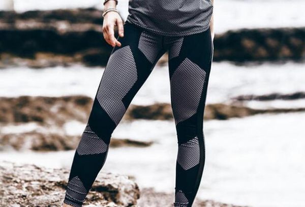 

sports yoga pants of tall waist elastic printed nine minutes women europe and the detonation carry buttock women's leggings, Black