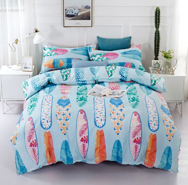 Novelty Gift Tropical Plant Colorful Surfing Board Print Bedding