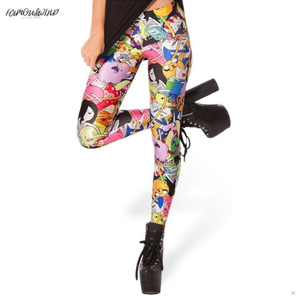 

приключения x-038 time леггинсы мода новые женщины мультфильм брюки spandex s m джейк l  хорошее качество, Black