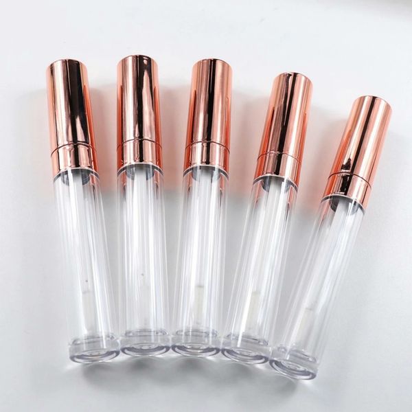 

cosmetic makeup lip gloss packaging container rose gold 6.5ml round empty lip gloss bottle lipgloss container clear lip gloss tube bottle