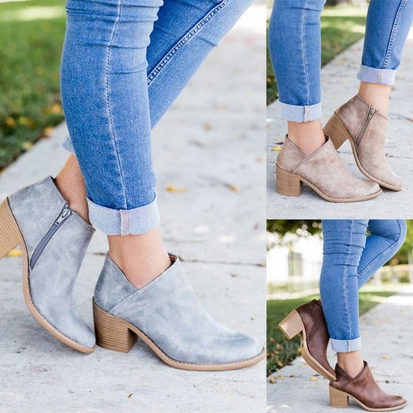 

shujin 2019 spring autumn women butterfly-knot boots slip-on med high heels chunky pointed toe shoes woman plus size 42, Black