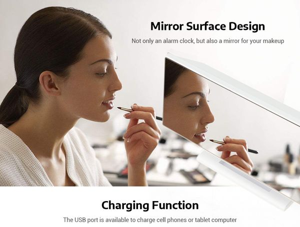 

digital alarm clock led mirror clock multifunction snooze display time night lcd light table deskreloj despertador usb cable