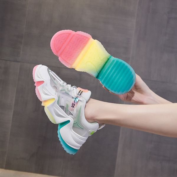 

new fashion designer daddy women 2020 summer new shoes breathable mesh casual wild absor bing film substrate korean jelly shoes