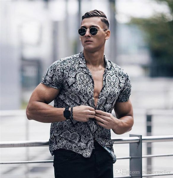 

designer street style shirts fashionable short sleeve loose shirts summer new style mens shirts totem printed mens, White;black