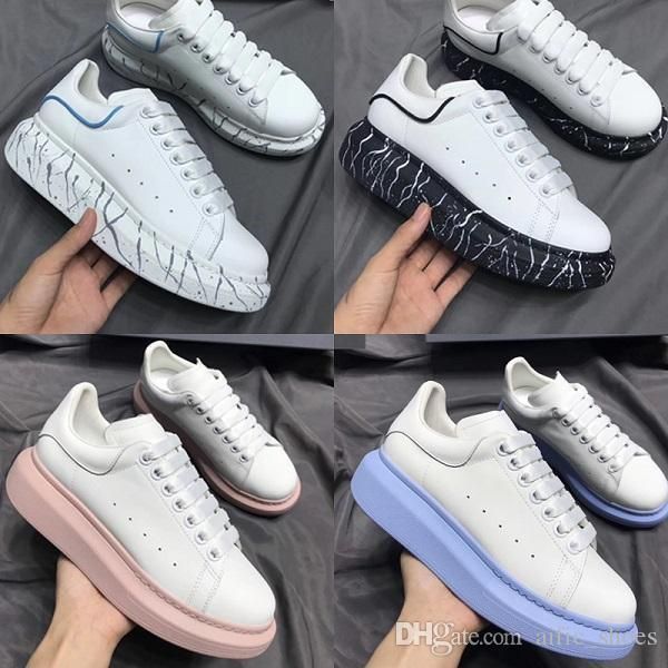 

2020 designer oversized sneakers platform trainers 100% calfskin leather lace-up trainers big rubber sole wedding shoes with new box, Black