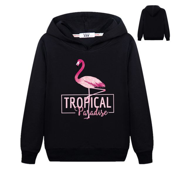 

mÃ¤dchen rosa flamingo vogel tier kapuze sweatshirt langarm elegante baumwolle pullover hoodies cartoon student trainingsanzug, Black