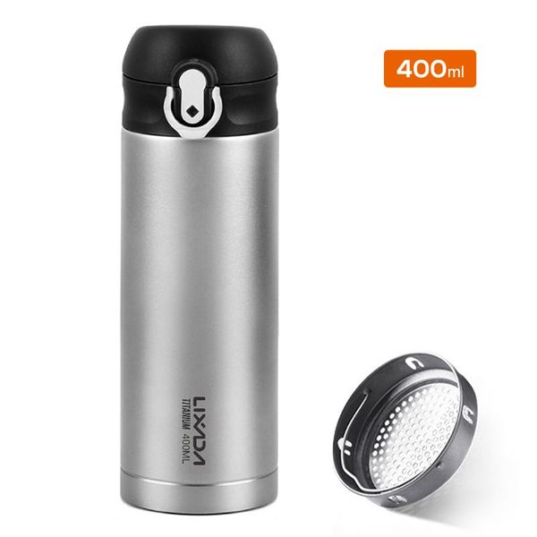 

lixada 400ml titanium vacuum insuated water bottle press button leakproof outdoor sports bottle tableware kettle 400ml