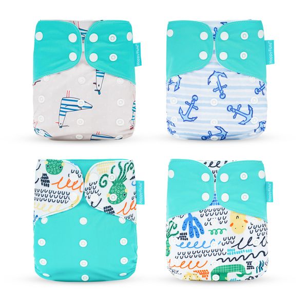 

happyflute 4pcs/set baby cloth diaper pocket diaper waterproof cover nappies reusable washable adjustable pocket fashion diapers