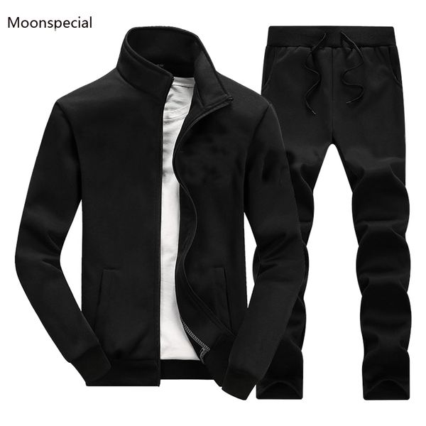 

cardigan 2020 spring autumn new men's set man sportswear 2 piece sets sports suit jacket+sweatpants sweatsuit male tracksuit, Gray