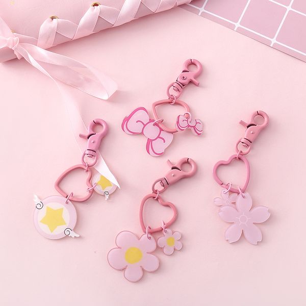 

2019 new love heart cute key chain girl key holder keyring chic bow knot leather bag pendant car decoration keychain, Silver