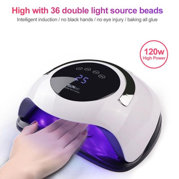 

uv gel led lamp for nails dryer 120w smart nail art equipment quick drying beauty manicure tools dropshipping tslm1, Silver