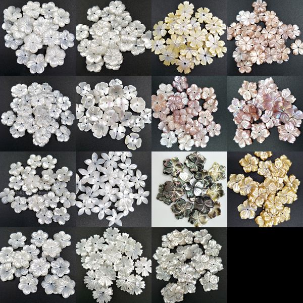 

10pcs wholesale eautiful pink white yellow black mother of pearl shell art flower wommen pendant bead wfh348, Silver
