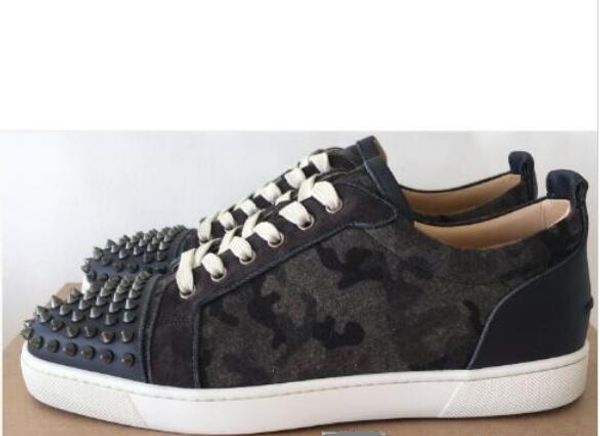 

famous brand lowjunior shoes red bottom sneakers cut suede spiked toe casual flats redbottom luxury shoes new for men and women party de, Black