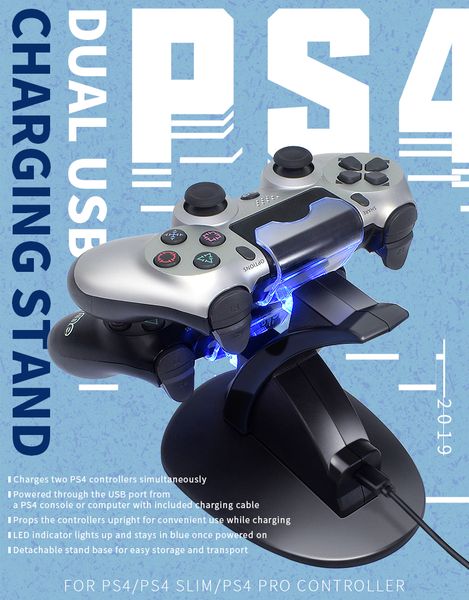 

data frog dual usb ports зарядное устройство для sony playstation ps4 контроллер зарядная подставка для ps4 pro / тонкий беспроводной геймпа