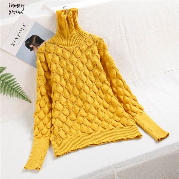 

зимний свитер женщины tuttleneck 3d перо вязаные пуловеры женский мягкий теплый перемычка сгущает повседневный прицепные femme, White;black