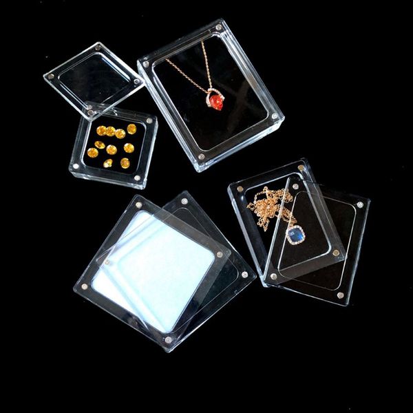 

clear acrylic suspended jewelry display square magnetic clip on jewelry box case, Pink;blue