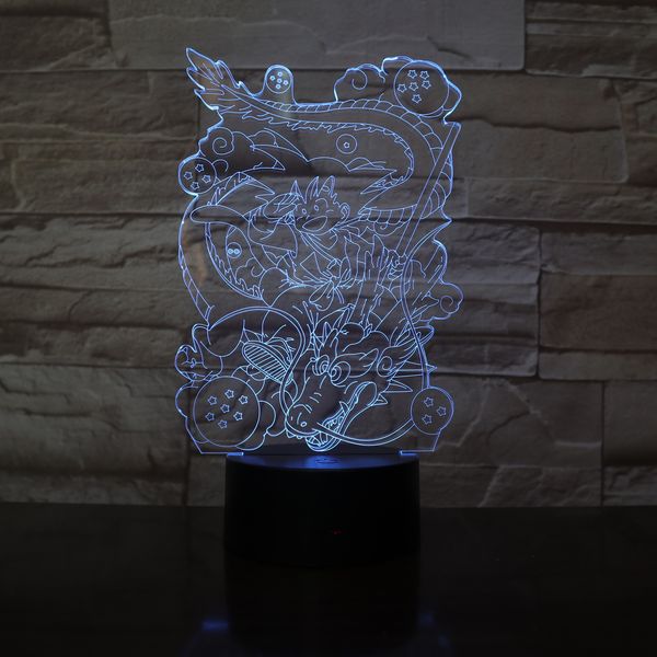 

seven dragon ball son goku totem acrylic 3d rgbw night lights usb leds table lamp touch control home lamp new led lighting gift
