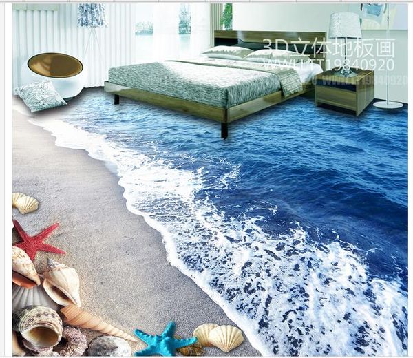 

beach beach shell 3d three-dimensional painting floor tiles waterproof wall murals