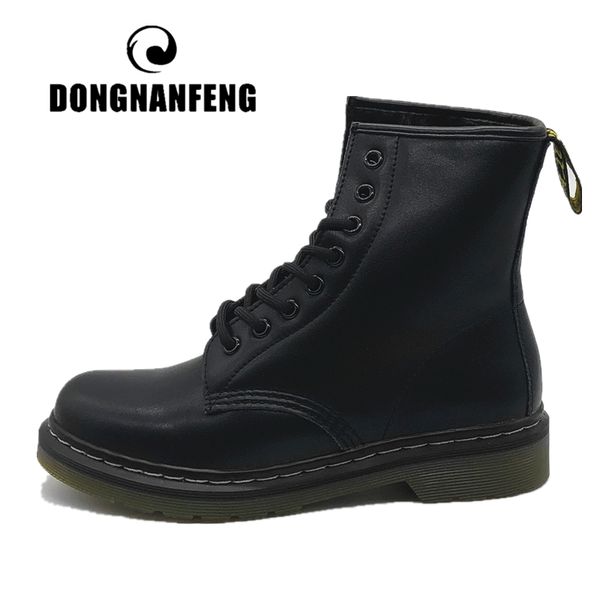 

dongnanfeng women female ladies shoes boots ankle winter fur plush lace up genuine leather warm platform plus size 43 44 ydl-666, Black