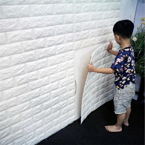 

70*77cm 3d brick wall stickers living room diy pe foam wallpaper panels room decal stone decoration embossed wallpapers poster