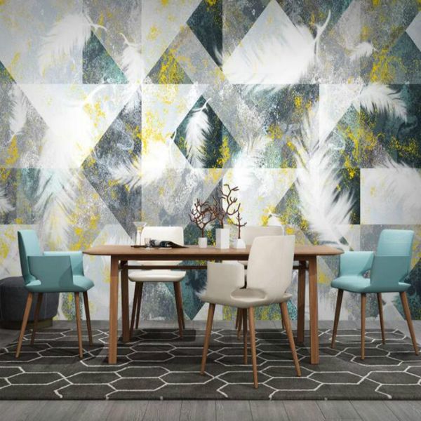 

customization 3d wallpaper for walls modern minimalistic abstract geometric feather background wall painting mural wallpaper